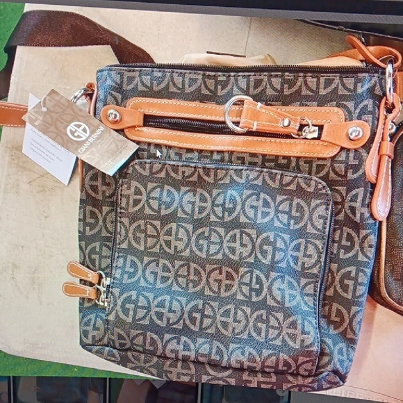 Giani Bernini Monogrammed Brown and Tan Shoulder Bag NWT - Picture 1 of 3